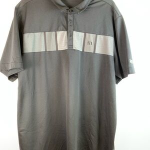 TravisMathew Polo XXL Gray Golf Performance Bobcat Logo Mens Shirt